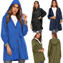 2020 RAINCOAT WOMEN LONG HOODED TRENCH COATS LINED WINDBREAKER TRAVEL JACKET