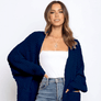 2020 Women's Loose Solid Color Pocket Sweater Cardigan
