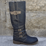 ðWomen's Vintage Leather Zipper High Boots