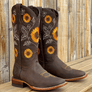 2020 New Women Leather Sunflower Boots