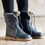 Womens Leather Booties Winter Snow Casual Boots