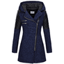 Women Winter Long Sleeve Fleece Hooded Zipper Coats