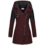 Women Winter Long Sleeve Fleece Hooded Zipper Coats