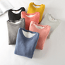 2020 Women Thick Fleece Sweatshirt Velvet Warm Solid O-neck Underwear Blouse