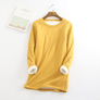 2020 Women Thick Fleece Sweatshirt Velvet Warm Solid O-neck Underwear Blouse