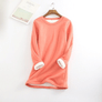 2020 Women Thick Fleece Sweatshirt Velvet Warm Solid O-neck Underwear Blouse