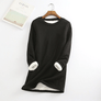 2020 Women Thick Fleece Sweatshirt Velvet Warm Solid O-neck Underwear Blouse