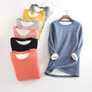 2020 Women Thick Fleece Sweatshirt Velvet Warm Solid O-neck Underwear Blouse