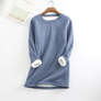 2020 Women Thick Fleece Sweatshirt Velvet Warm Solid O-neck Underwear Blouse