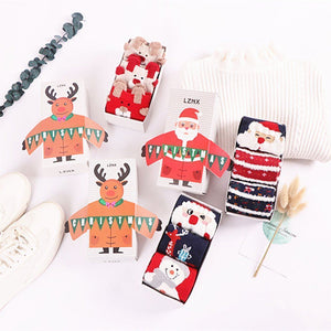 Christmas Cartoon Jacquard Cotton Women's Socks, 3 Sets - MekMart