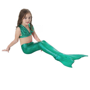 3-piece Mermaid Bottom with Tail Swimsuit Set