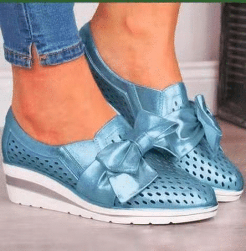 WOMEN CASUAL LEATHER FLATS BOWKNOT SNEAKERS