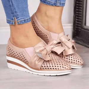 WOMEN CASUAL LEATHER FLATS BOWKNOT SNEAKERS