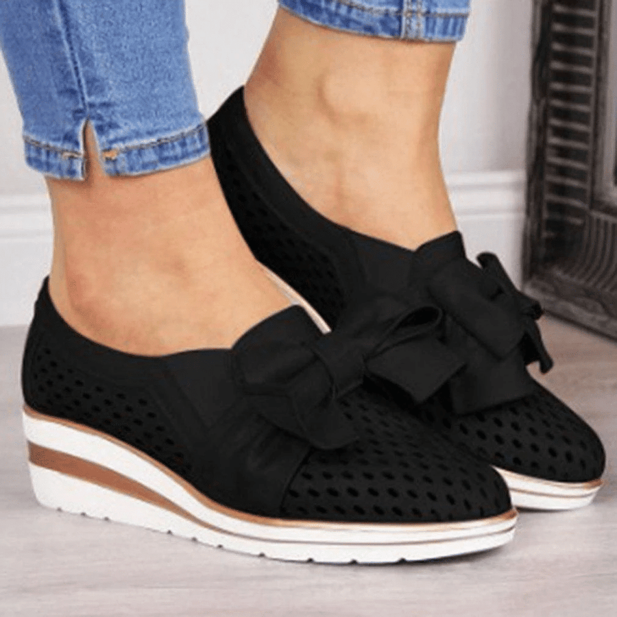 WOMEN CASUAL LEATHER FLATS BOWKNOT SNEAKERS