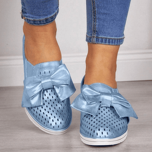 WOMEN CASUAL LEATHER FLATS BOWKNOT SNEAKERS