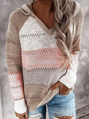 Hollow Out Knitted Hooded Sweater