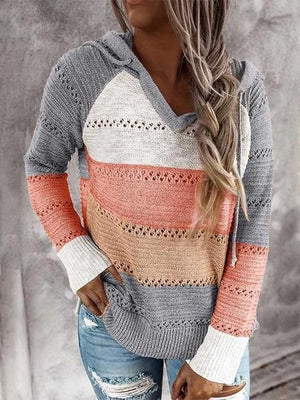 Hollow Out Knitted Hooded Sweater