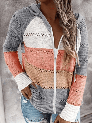 Hollow Out Knitted Hooded Sweater