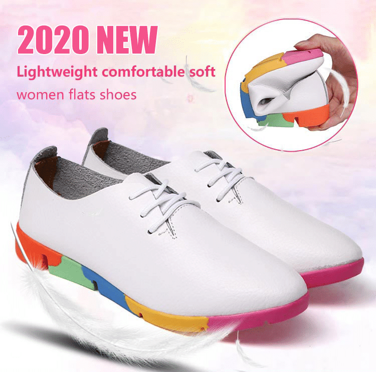 2020 Women's Breathable Genuine Leather Flats Shoes