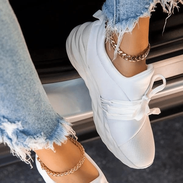 Women's Lace-up Flying woven mesh breathable casual sneakers