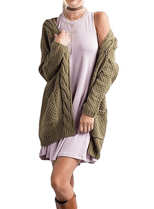 Women's Boho Long Sleeve Open Front Warm Cardigans Sweater Blouses