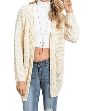 Women's Boho Long Sleeve Open Front Warm Cardigans Sweater Blouses
