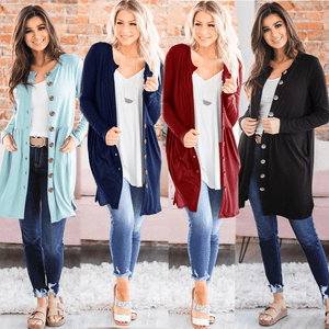 2020 Women Spring Autumn Button Knitted Cardigan Casual Long Sleeves Overcoat