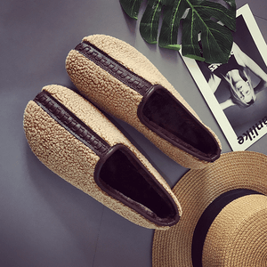 WOMEN SOFT CURLY PLUSH SLIP ON WARM LOAFERS