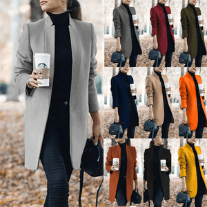 Women Elegant Stand-collar Woolen Leisure Coat