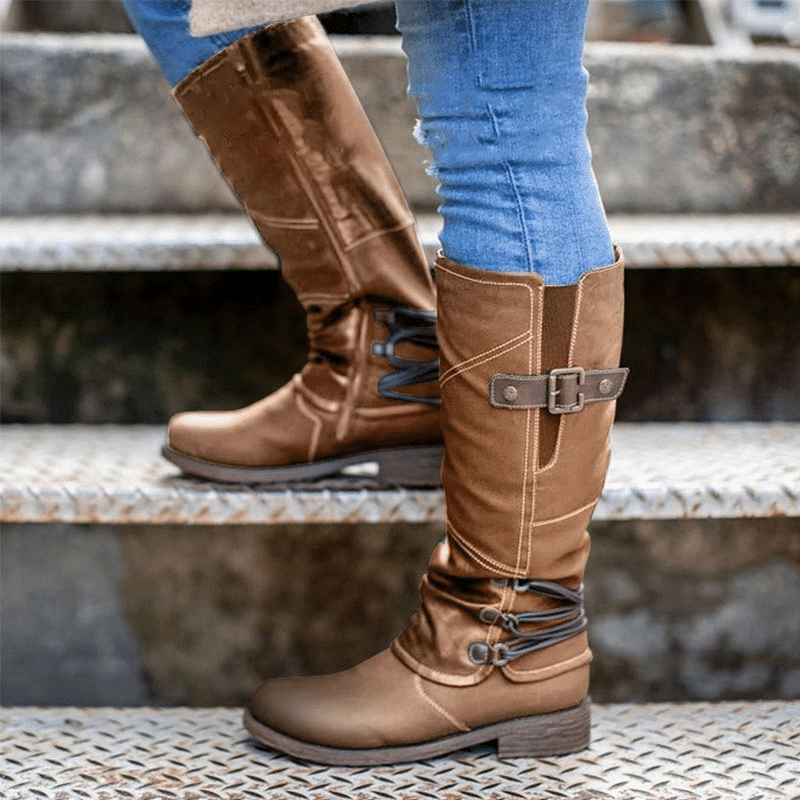 💝Women's Vintage Leather Zipper High Boots