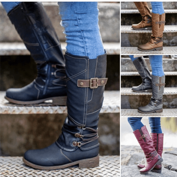 💝Women's Vintage Leather Zipper High Boots