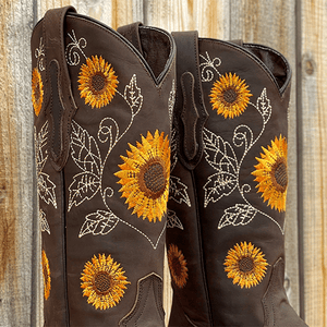 2020 New Women Leather Sunflower Boots