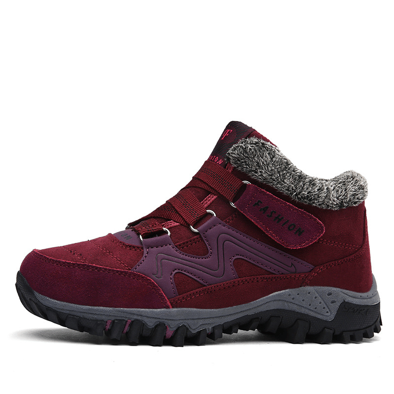 Women's winter thermal villi leather platform fashion high top boots