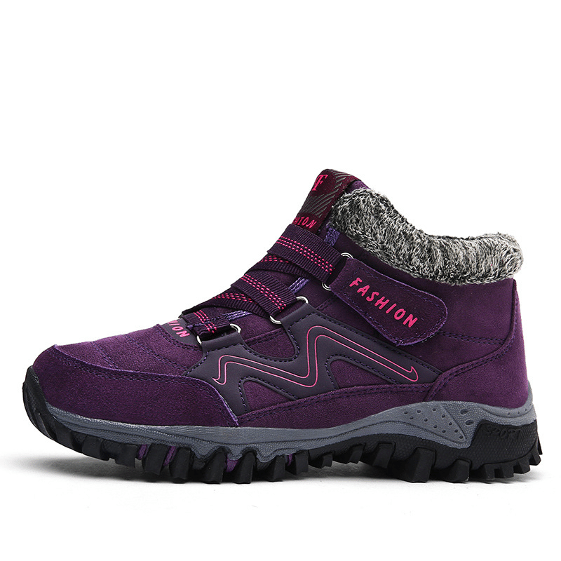 Women's winter thermal villi leather platform fashion high top boots