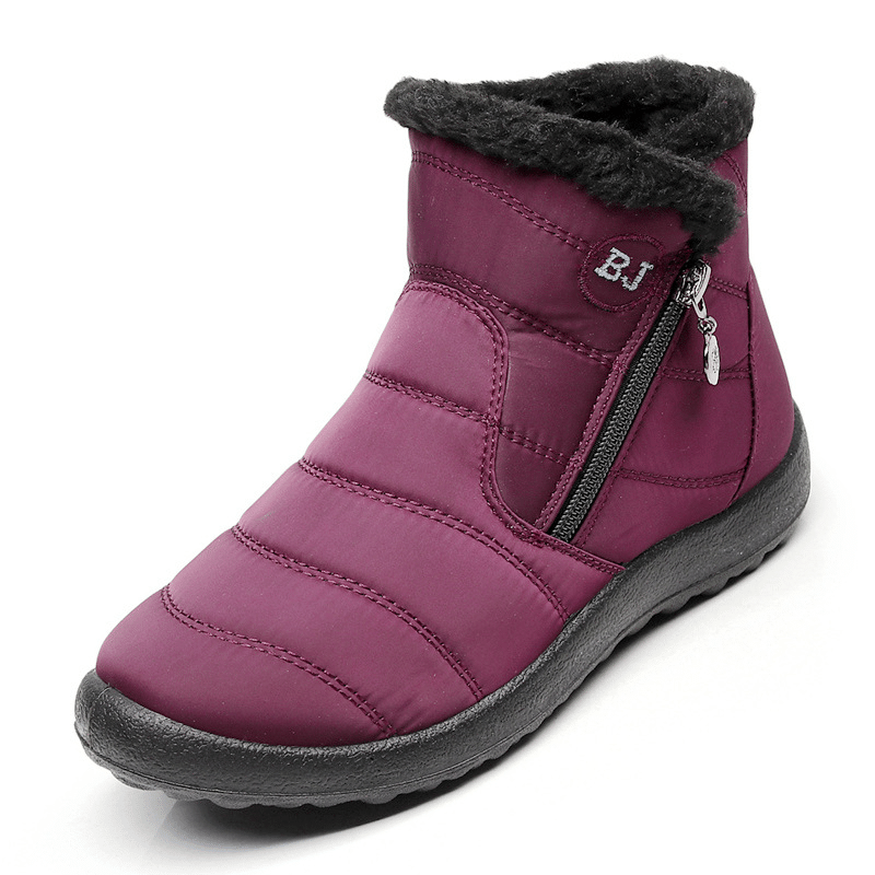 Women Winter Anti-Slip Fur Lined Waterproof Zipper Outdoor Booties
