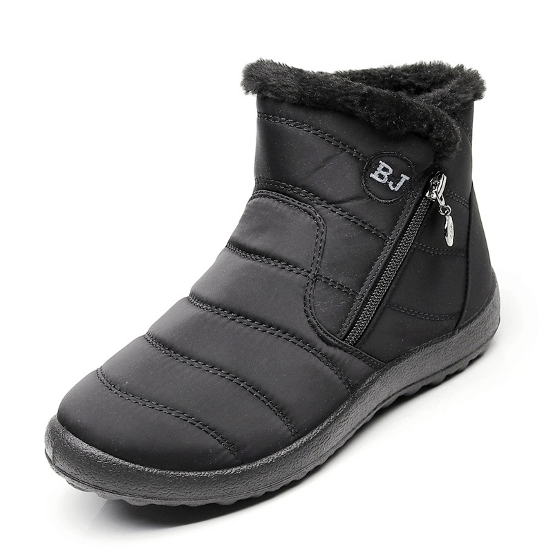 Women Winter Anti-Slip Fur Lined Waterproof Zipper Outdoor Booties