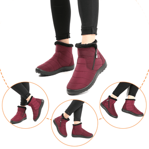 Women Winter Anti-Slip Fur Lined Waterproof Zipper Outdoor Booties
