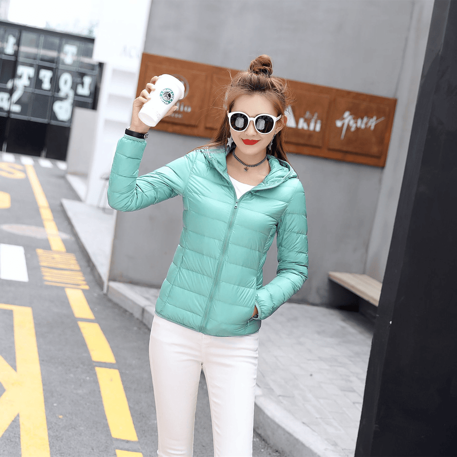 Long Sleeve Hooded Lightweight Zipper Parkas