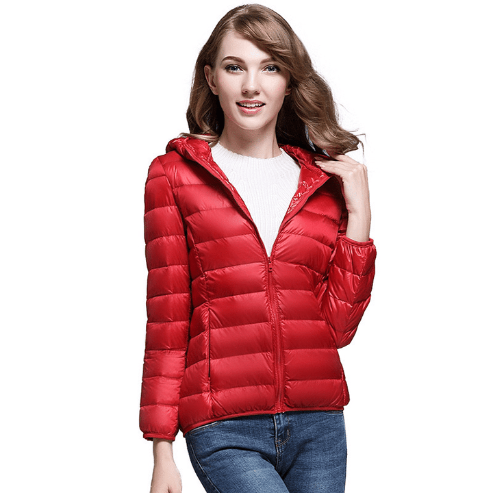 Long Sleeve Hooded Lightweight Zipper Parkas