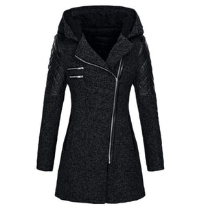 Women Winter Long Sleeve Fleece Hooded Zipper Coats