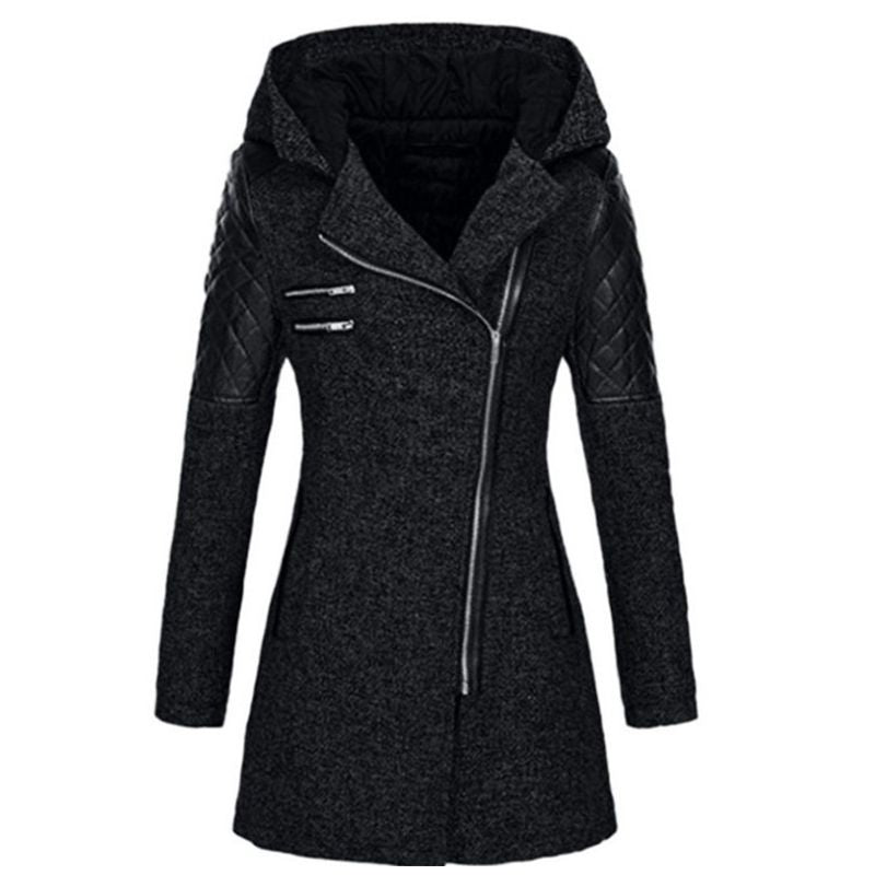 Women Winter Long Sleeve Fleece Hooded Zipper Coats