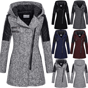 Women Winter Long Sleeve Fleece Hooded Zipper Coats