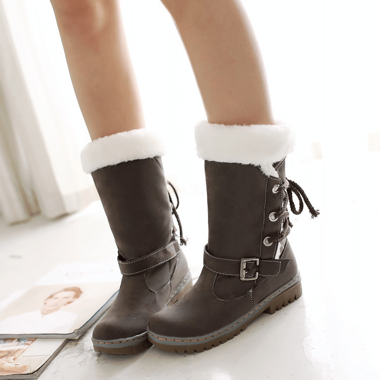 2020 Women’s Cute Mid Heel Round Toe Warm Short Boots Snow Hiking Boots