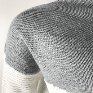Women Round Neckline Color Block Casual Loose Regular Shift Sweaters