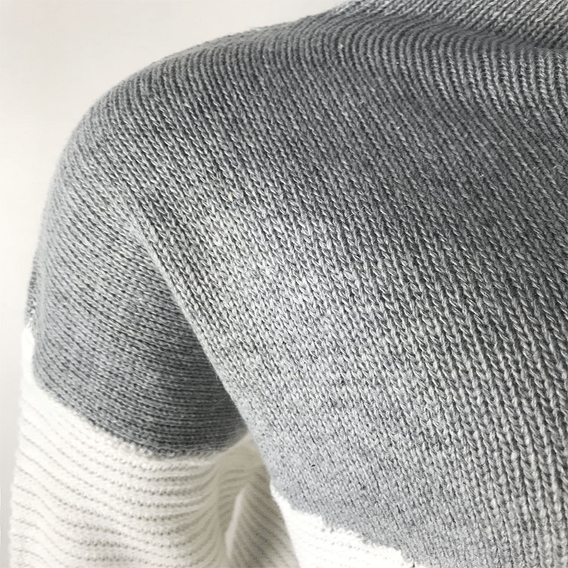 Women Round Neckline Color Block Casual Loose Regular Shift Sweaters