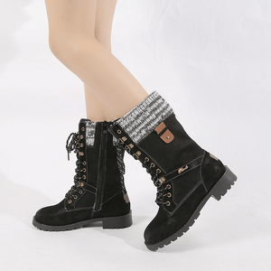 Women's Lace-up Mid-Calf Boots Low Heel Boots