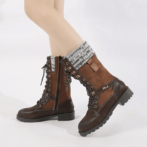 Women's Lace-up Mid-Calf Boots Low Heel Boots