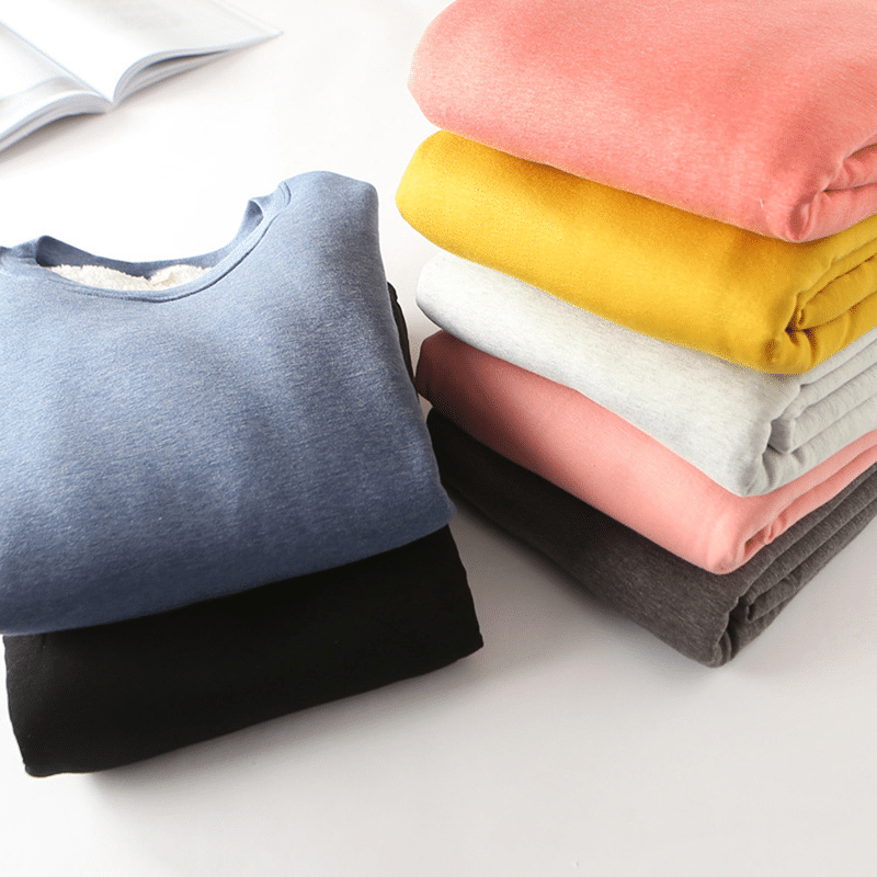 2020 Women Thick Fleece Sweatshirt Velvet Warm Solid O-neck Underwear Blouse