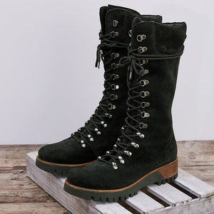 Women's Zipper Lace-up Fashion Casual Suede Thick Warm Boots