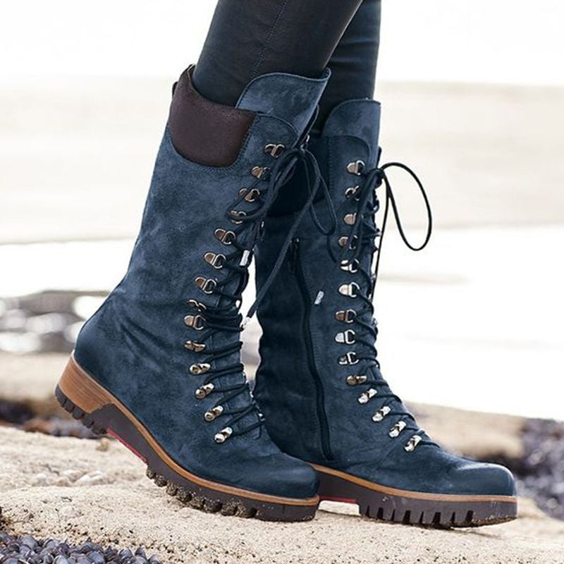 Women's Zipper Lace-up Fashion Casual Suede Thick Warm Boots